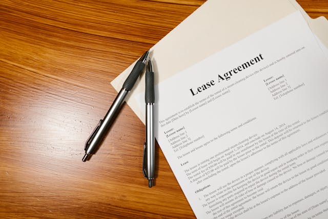 two pens on lease agreement
