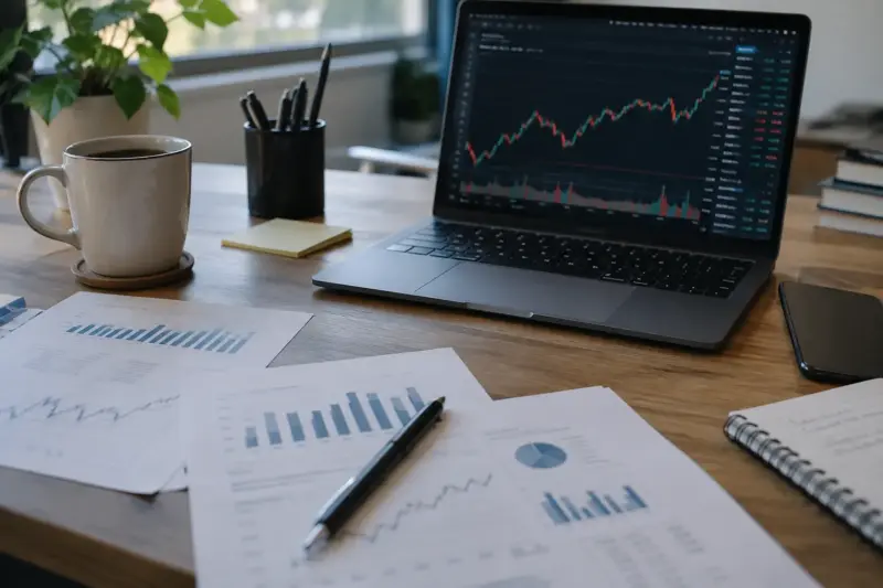 Marketing data on a desk being used by a professional property manager to advise a property owner on pricing