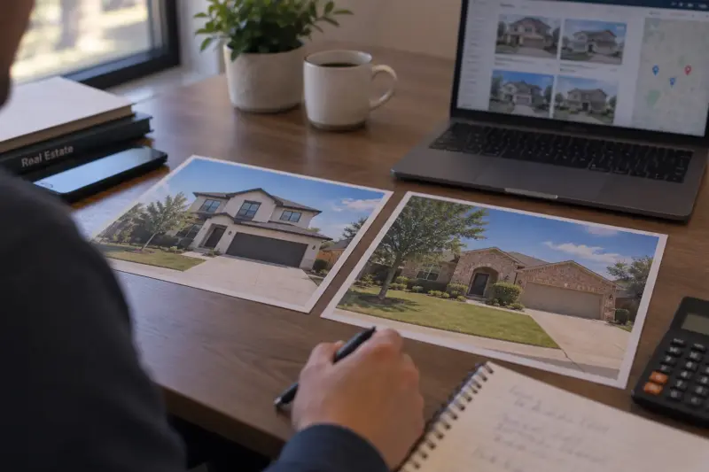 A property investor comparing two properties from different neighborhoods in Katy Texas